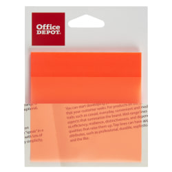 Office Depot® Brand Translucent Sticky Notes, 3" x 3", Orange, 50 Notes Per Pad, Pack Of 2 Pads