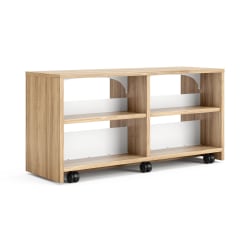 HON Storyline 30"H 2-Shelf Linear Dual-Sided Bookcase, Fawn Cypress/Designer White