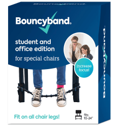 Bouncyband Universal Chair Band for Home and School Chairs, 4-1/8" x 2-15/16", Black/Blue
