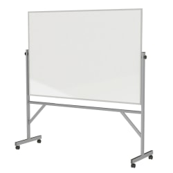 Ghent Reversible Natural Cork/Non-Magnetic Dry-Erase Whiteboard Board, 78 1/8" x 77 1/4", Silver Aluminum Frame