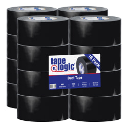 Tape Logic® Color Duct Tape, 3" Core, 3" x 180', Black, Case Of 16