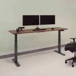 VARI Electric 72"W Standing Desk With Adjustable Height, Walnut