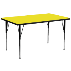 Flash Furniture 30"W Rectangular Height-Adjustable Activity Table, Yellow