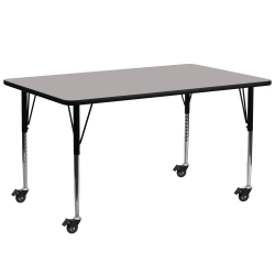 Flash Furniture Mobile Rectangular HP Laminate Activity Table With Standard Height-Adjustable Legs, 30-1/2"H x 30"W x 72"D, Gray