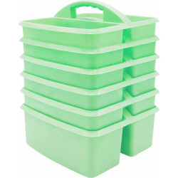 Teacher Created Resources Plastic Storage Caddies, 5-1/4"H x 9-1/4"W x 9"D, Mint, Pack Of 6 Caddies