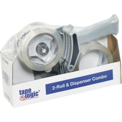 Tape Logic® Crystal Clear Tape With 2" Top Sealing Gun Carton Sealing Dispenser, 3" Core, 2" x 55 Yd., Clear