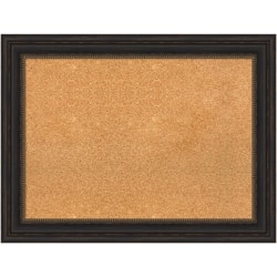 Amanti Art Rectangular Non-Magnetic Cork Bulletin Board, Natural, 33" x 25", Accent Bronze Frame