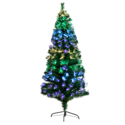 Nearly Natural Pine 72"H Artificial Fiber Optic Christmas Tree With LED Lights, 72"H x 28"W x 28"D, Green