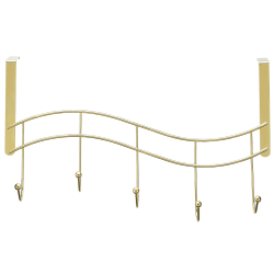 Better Houseware Brass Over-Door Hook Rack, 8"H x 15"W x 4"D, Gold