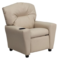 Flash Furniture Contemporary Kids Vinyl Recliner Accent Chair With Cup Holder, Beige