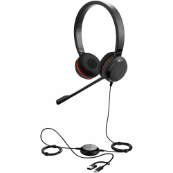 Jabra Evolve 30 II Stereo Wired Heaphones, Over-The-Head, On-Ear, Binaural, Supra-Aural, 6.89 ft Cable, Black