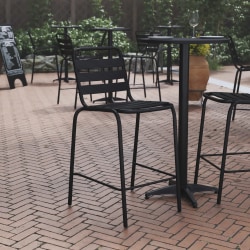 Flash Furniture Lila Metal Indoor/Outdoor Restaurant Bar Height Stool, Black