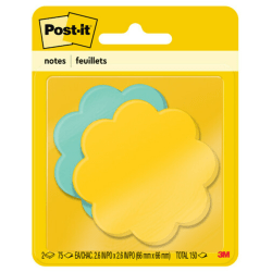 Post-it® Notes Super Sticky Die-Cut Daisy Shape, 150 Total Notes, Pack Of 2 Pads, 3" x 3", Yellow/Blue, 75 Notes Per Pad
