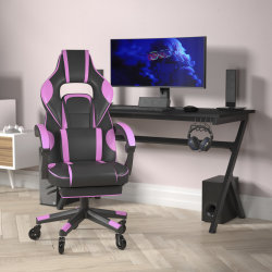 Flash Furniture X40 Ergonomic Faux Leather Racing Computer Gaming Chair, Black/Purple