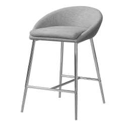 Monarch Specialties Counter-Height Bar Stools, Gray/Chrome, Pack Of 2 Stools