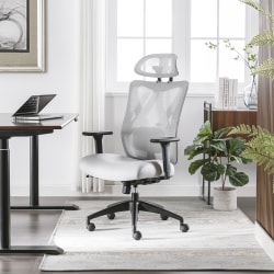 Serta® SitTrue™ Ridgefield Ergonomic Mesh/Vegan Leather High-Back Task Chair, 51% Recycled, White/Black