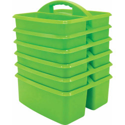 Teacher Created Resources Plastic Storage Caddies, 5-1/4"H x 9-1/4"W x 9"D, Lime, Pack Of 6 Caddies