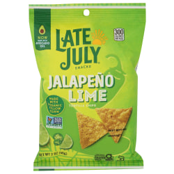 Late July Snacks Tortilla Chips, Jalapeno Lime, 2 Oz, Total Qty 24