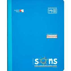 SONS System Second Notebooks, 9-3/4" x 7-1/2", 1 Subject, Primary Rule, 200 Sheets, Blue