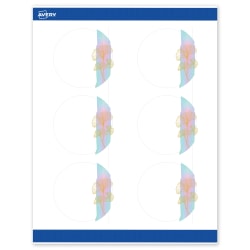 Avery® Printable Labels With Sure Feed® Technology, S00-EVG, Round, 3", Matte White With Preprinted Watercolor/Gold Leaf Design, Pack Of 60