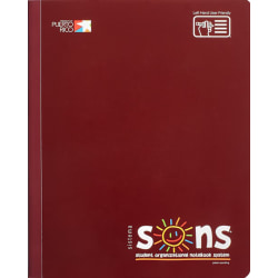 SONS System Journal-Style Notebooks, 9-3/4" x 7-1/2", 1 Subject, Primary Rule, 200 Sheets, Burgundy