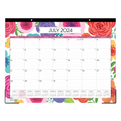 2024-2025 Blue Sky Planning Monthly Desk Pad Calendar, 22" x 17", Mahalo, July 2024 To June 2025, 100157-A25