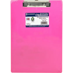 Saunders Neon Plastic Clipboards - 0.50" Clip Capacity - Low-profile - Plastic - Neon Pink - 1 Each