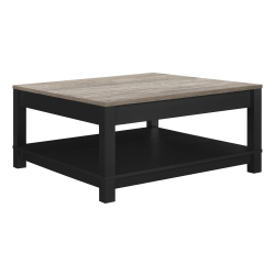 Ameriwood™ Home Carver Coffee Table, Square, 17"H x 35"W x 35"D, Weathered Oak/Black