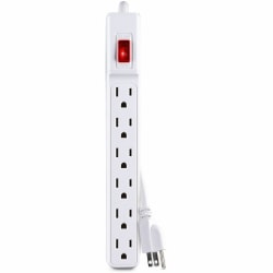 CyberPower GS60304 Power Strips 6 Outlet Power Strip - 3 ft, NEMA 5-15P Plug Type, Straight Plug Style, 15 Amp, White, Lifetime Warranty