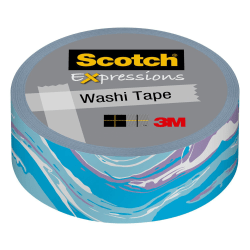 Scotch® Expressions Washi Tape, 0.59" x 32.75', Blue Marble