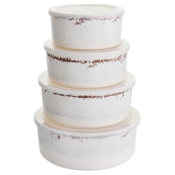 Laurie Gates California Designs Mauna 8-Piece Melamine Nesting Storage Bowl Set, Crackled White