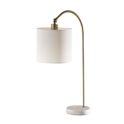 Adesso Meredith Table Lamp, 23-1/2"H, White Linen/Antique Brass/White