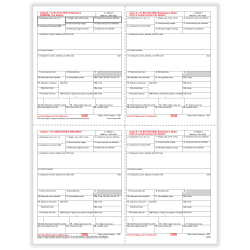 ComplyRight® W-2 Tax Forms, Employee’s Copies B, C, 2 & 2 Combined, 4-Up (Box Format), 8-1/2" x 11", Pack Of 50 Forms, 52055026