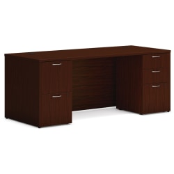 HON® Mod 72"W Computer Desk, Traditional Mahogany