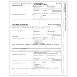 ComplyRight® W-2 Tax Forms, Employee’s Copies B, C & 2 Combined, 3-Up (W-Style), 8-1/2" x 11", Pack Of 50 Forms, 52105026