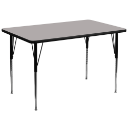 Flash Furniture Rectangular HP Laminate Activity Table With Standard Height-Adjustable Legs, 30-1/4"H x 36"W x 72"D, Gray
