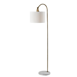 Adesso Rhodes Desk Lamp, 23"H, White Glass/Antique Brass