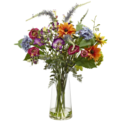 Nearly Natural Spring Garden 24"H Plastic Floral Arrangement With Vase, 24"H x 17"W x 17"D, Multicolor
