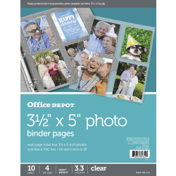 Office Depot® Brand Photo Binder Pages, 3-1/2" x 5", Clear, Pack Of 10