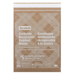 Scotch™ Padded Mailers, Size 5, 10-1/2" x 14-3/4", Kraft, Pack Of 25 Mailers