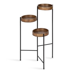 Kate and Laurel Finn 3-Tier Decorative Plant Stand Display, Natural/Black