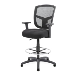Boss Office Products Mesh Drafting Stool With Back, Black