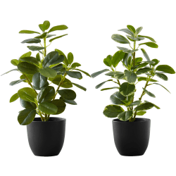 Monarch Specialties Lois 14"H Artificial Plants With Pots, 14"H x 9"W x 10"D, Green, Set Of 2 Plants