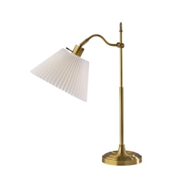 Adesso Derby Table Lamp, 26"H, White/Antique Brass