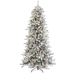 Nearly Natural Flocked Livingston Fir Artificial Christmas Tree, 7-1/2'