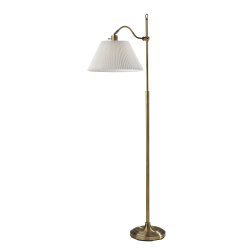 Adesso Derby Floor Lamp, 64-3/4"H, White/Antique Brass