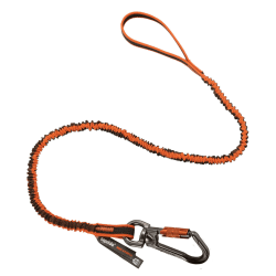 Ergodyne Squids 3109F(x) Double-Locking Single-Carabiner Tool Lanyards With Swivels, 25 Lb, 48", Orange/Gray, Pack Of 6 Lanyards