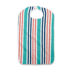 Medline Terry Cloth Striped Clothing Protectors, 22" x 36", Bright Stripe, Pack Of 12