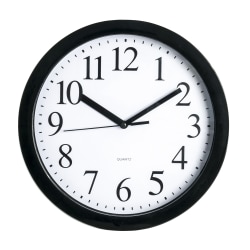 Realspace® Round Quartz Analog Wall Clock, 9"D, Black