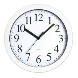 Realspace® Round Quartz Analog Wall Clock, 9", White